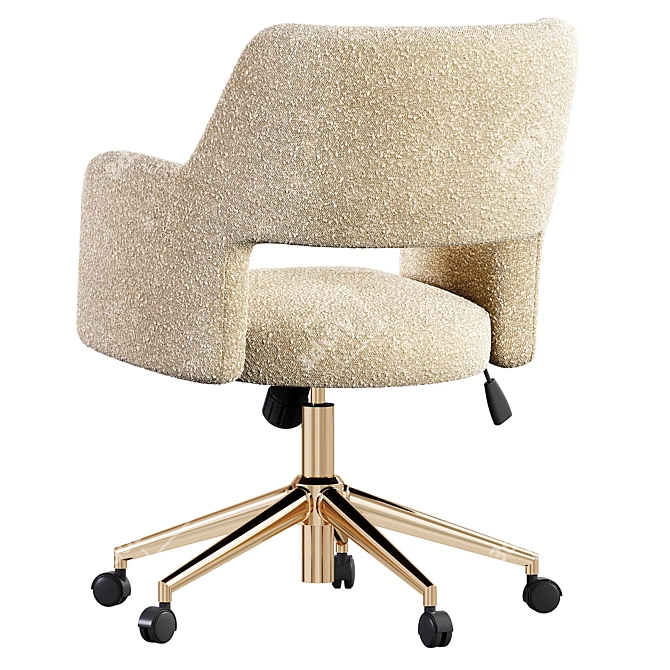 Boucle Desk Chair Upholstered Model 3D model image 6