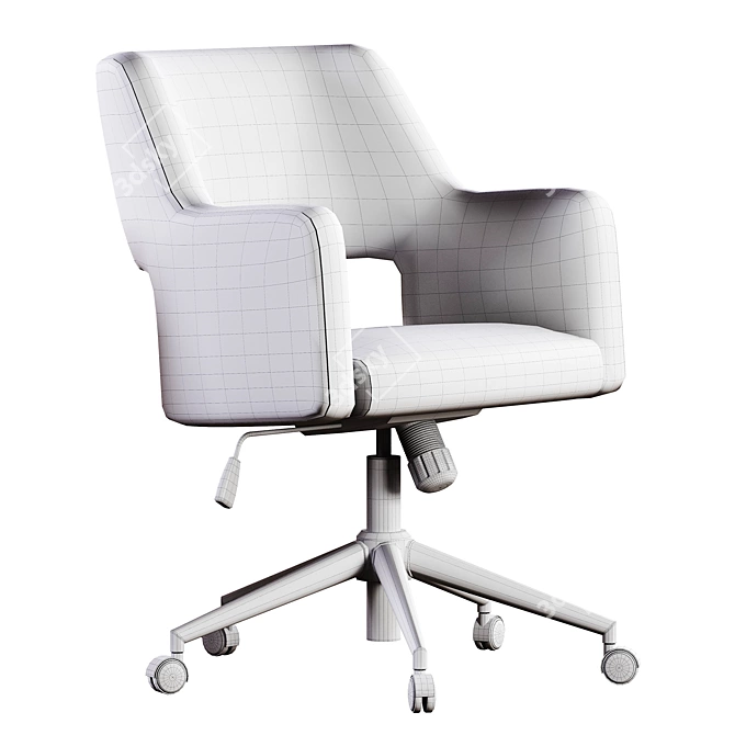 Boucle Desk Chair Upholstered Model 3D model image 7