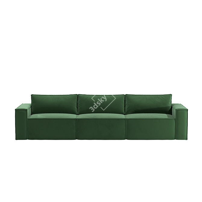 Modern Chic 3-Block Sofa 3D model image 4