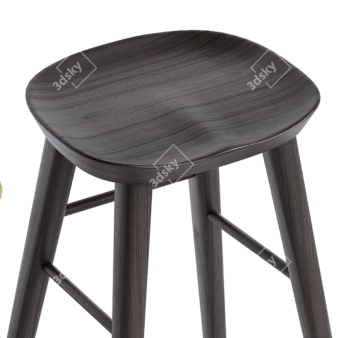 Modern Wood Counter Stool 3D model image 4