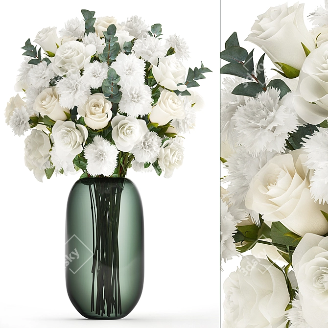 Modern Glass Vase Flower Collection 3D model image 3