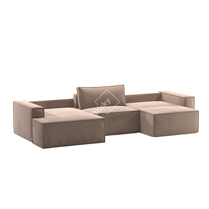  Modern Low 3-Block Sectional 3D model image 6