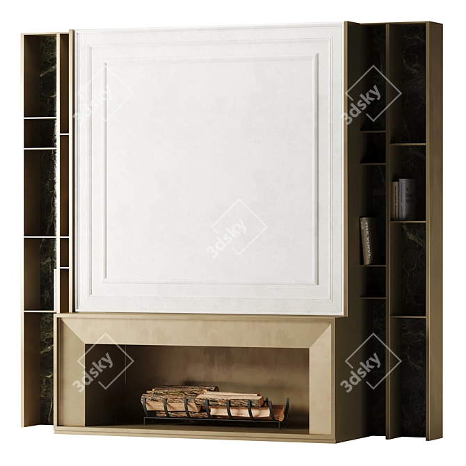 Wood-Burning Living Room Fireplace 3D model image 1