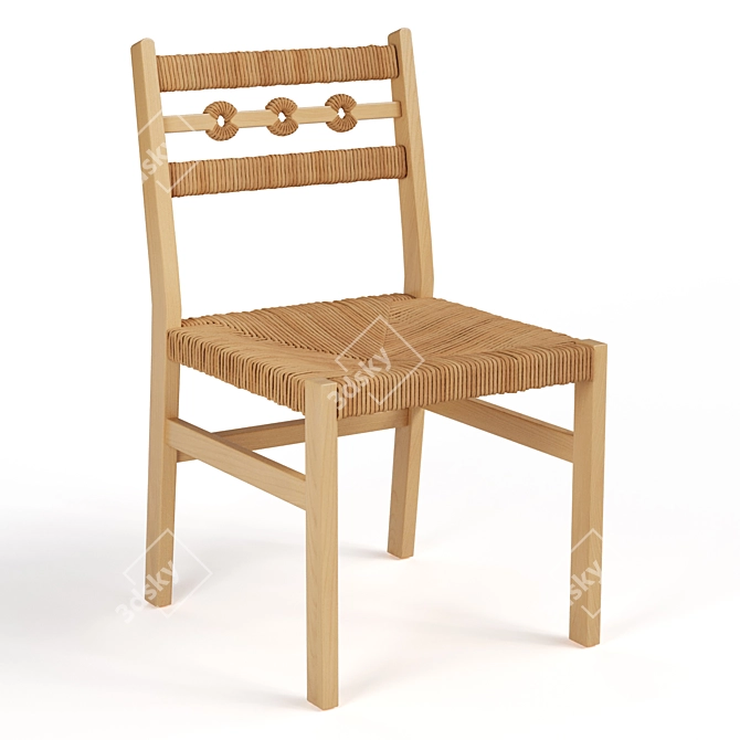 Menorca Oak Wicker Chair Set 3D model image 1