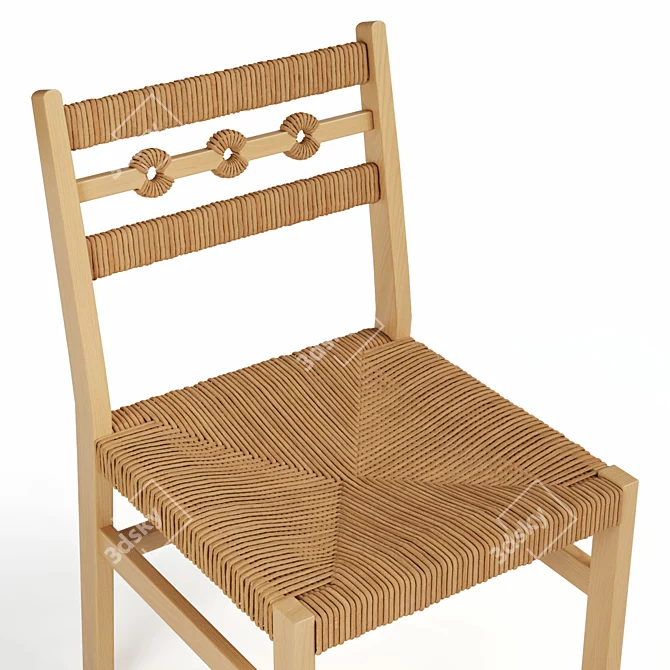 Menorca Oak Wicker Chair Set 3D model image 3