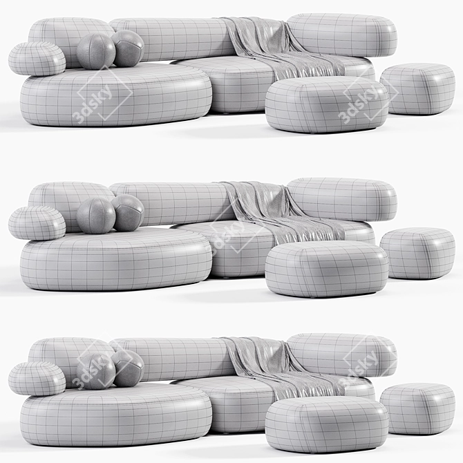 Modern Elegance: Pebble Rubble Sofa 3D model image 5