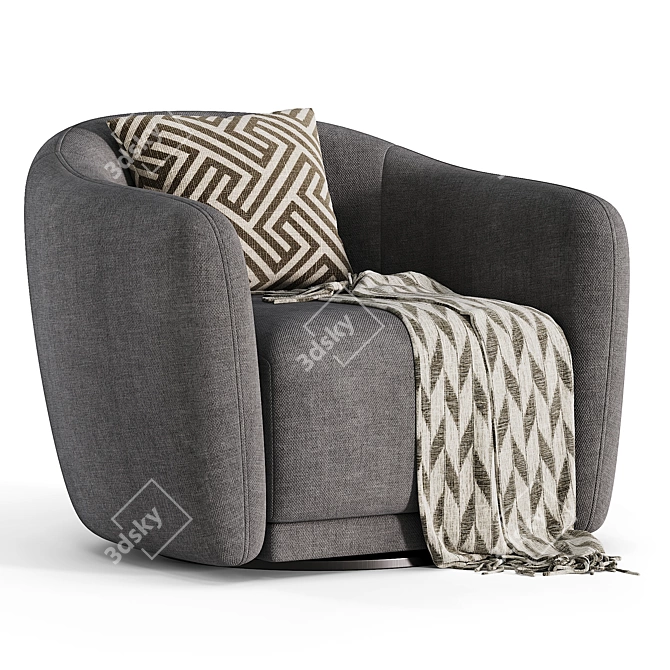 Elegant Addie Swivel Armchair 3D model image 2