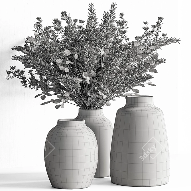 Rustic Vase Plant Set 3D model image 4