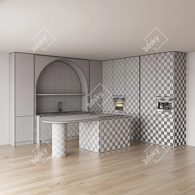 Sleek Modern Kitchen Set 3D model image 7