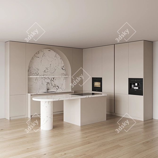 Sleek Modern Kitchen Set 3D model image 8