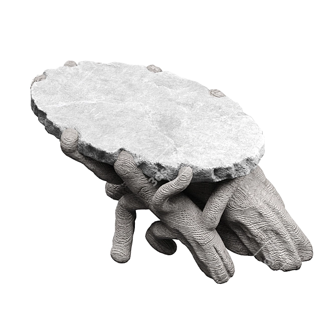 Stone Garden Table Customized Wood Design 3D model image 3