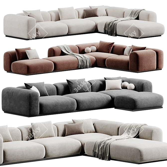 Mahe Sectional Sofa: Modern Elegance 3D model image 1