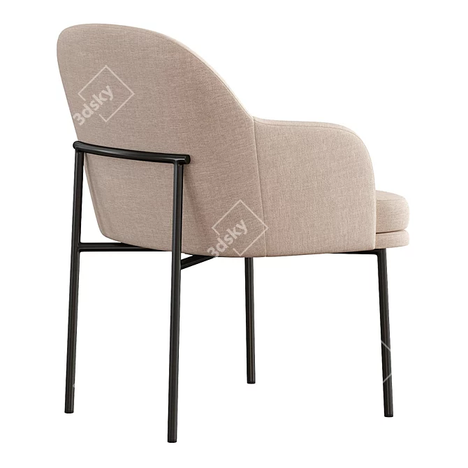 Sleek Metal Dining Armchair 3D model image 3