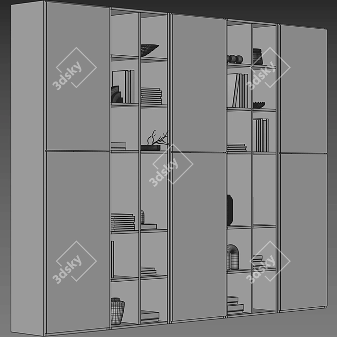 Modern Bookcase Furniture Design in Millimeters 3D model image 6