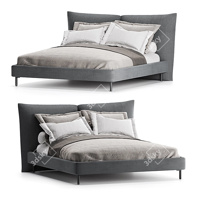 Sleek Barcelona Low Bed Design 3D model image 1