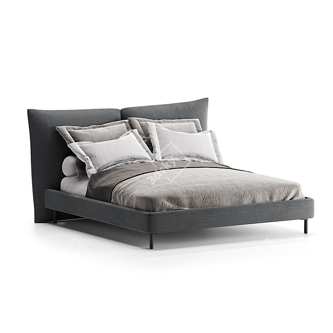 Sleek Barcelona Low Bed Design 3D model image 2