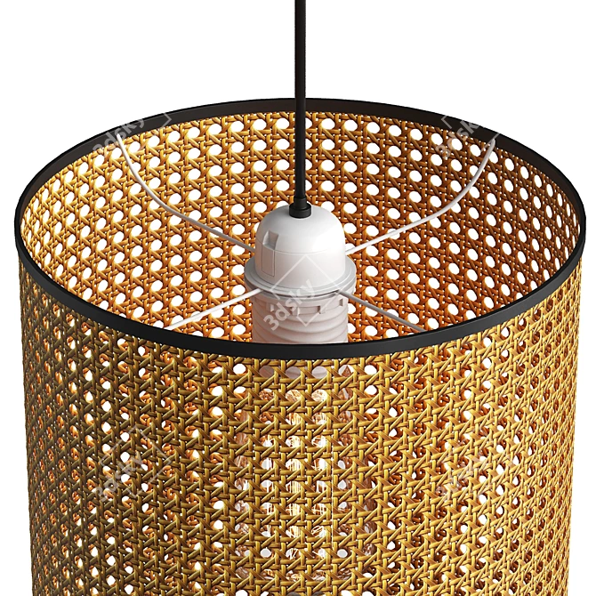 Rustic Bamboo Pendant Light Luminaire 3D model image 2