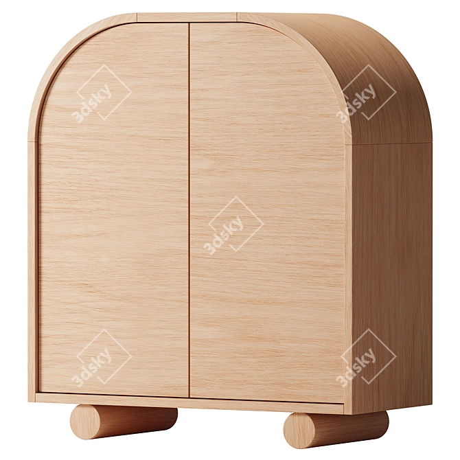 Modern Oak Muse Cabinet 3D model image 1
