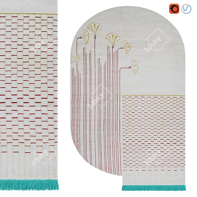 Pearly Ibis Hand-Knotted Rug 3D model image 1