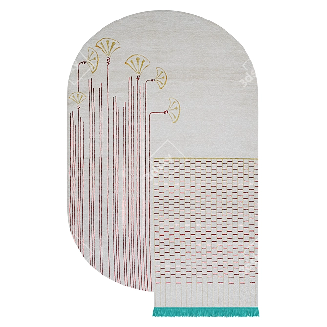 Pearly Ibis Hand-Knotted Rug 3D model image 2