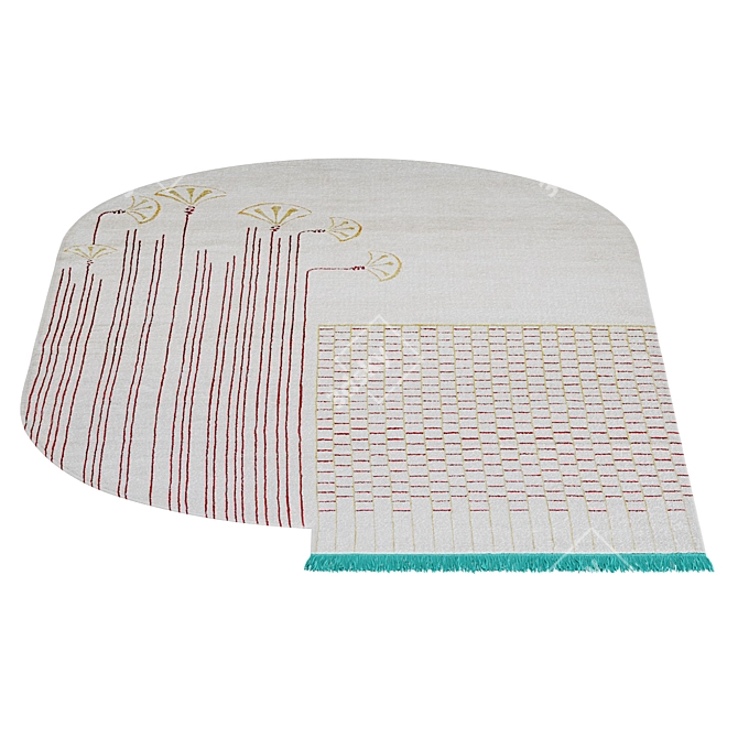 Pearly Ibis Hand-Knotted Rug 3D model image 4