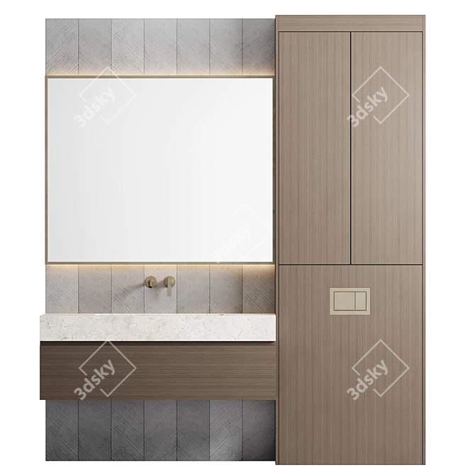 Chevron Grey Bathroom Furniture 3D model image 3