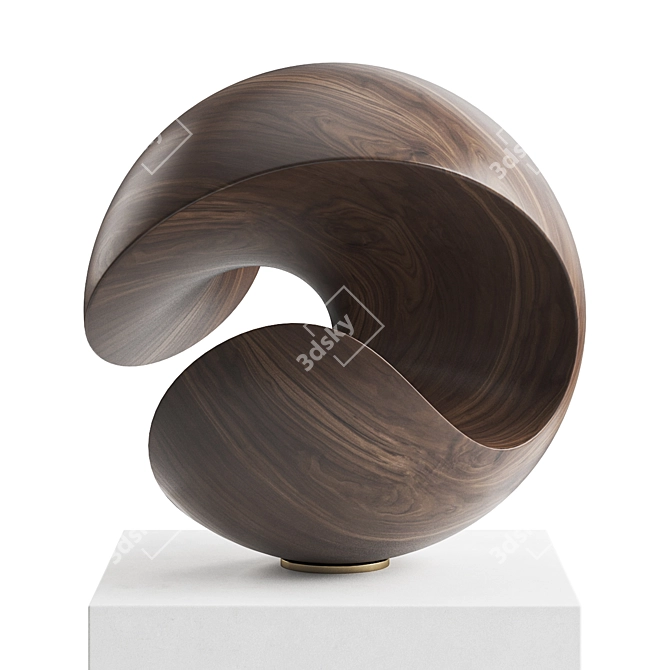 Wave 44 Wood Sculpture Art 3D model image 2