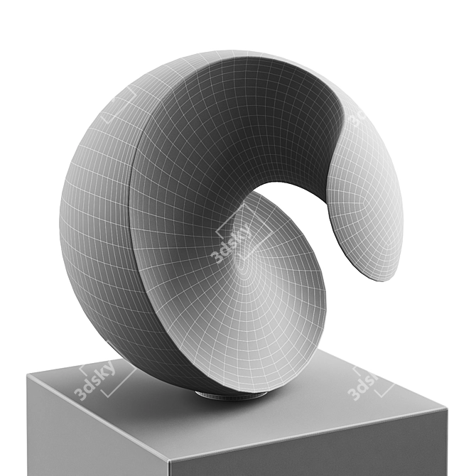 Wave 44 Wood Sculpture Art 3D model image 4