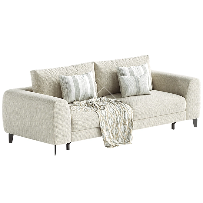 Elegant Blanc 3-Seater Sofa 3D model image 3