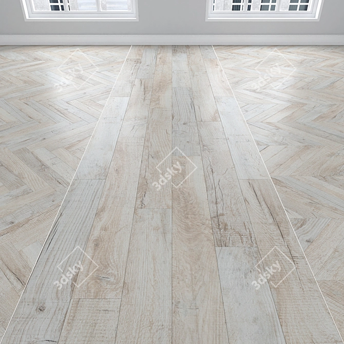 Oak Parquet Collection. Linear, Chevron, Herringbone. 3D model image 1