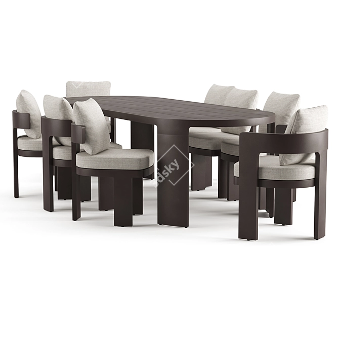 RH Bronte Rectangular Dining Table 3D model image 2