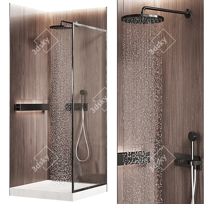 Frameless Shower Enclosure Kit 3D model image 1