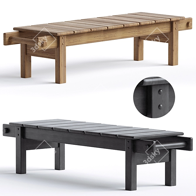 Modern Sergio Rodrigues Leif Bench 3D model image 4