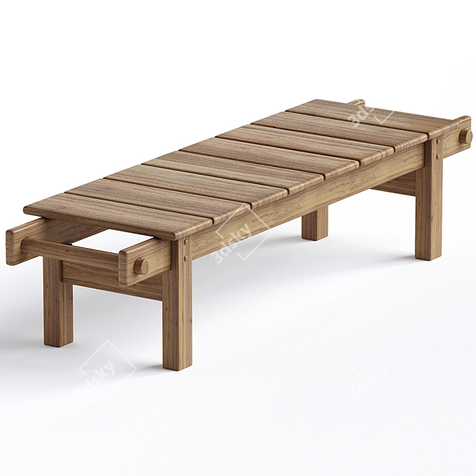 Modern Sergio Rodrigues Leif Bench 3D model image 1