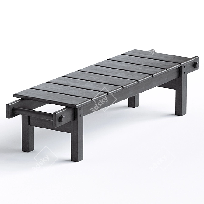 Modern Sergio Rodrigues Leif Bench 3D model image 2