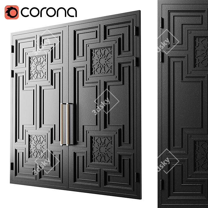 Modern Black Gate 3D Model 3D model image 1