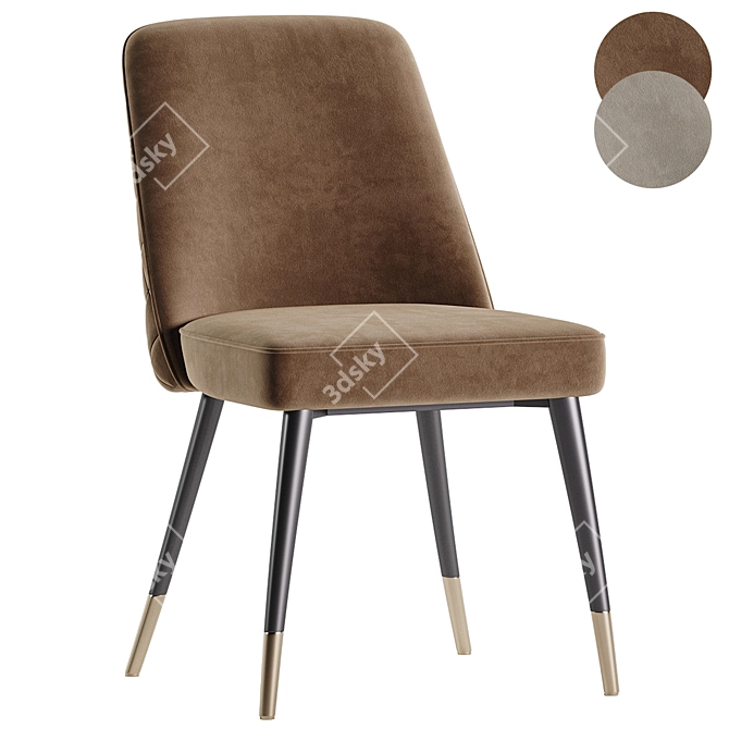Velvet Dining Chair Rust Red 3D model image 6