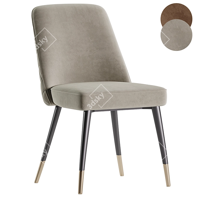 Velvet Dining Chair Rust Red 3D model image 1