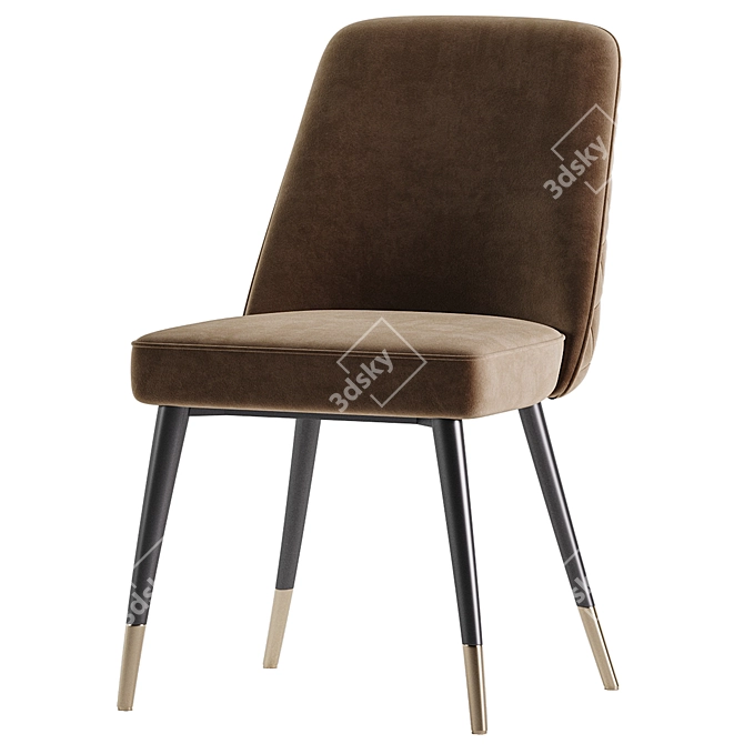 Velvet Dining Chair Rust Red 3D model image 2