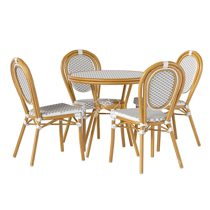 French Bistro Patio Furniture Set 3D model image 2