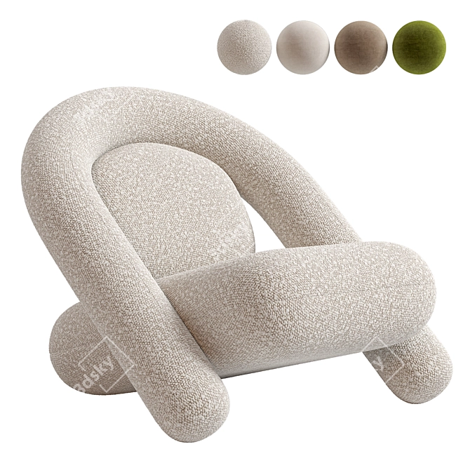 Modern BUN Armchair: 3D Model 3D model image 1