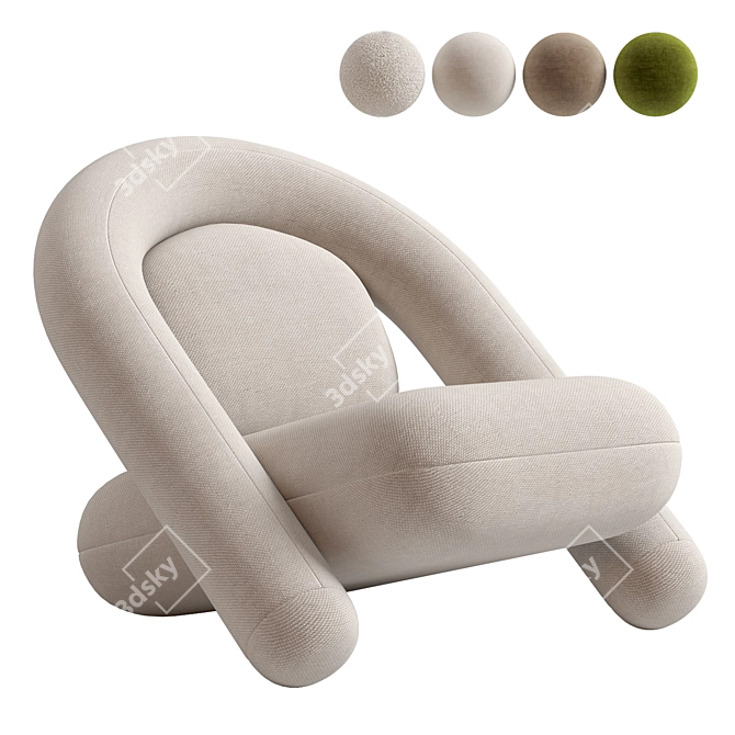 Modern BUN Armchair: 3D Model 3D model image 2