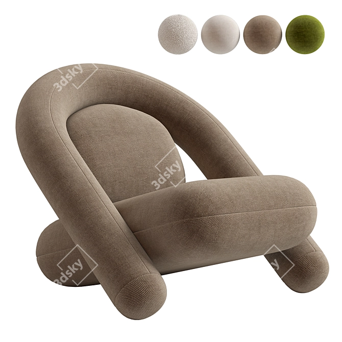 Modern BUN Armchair: 3D Model 3D model image 3