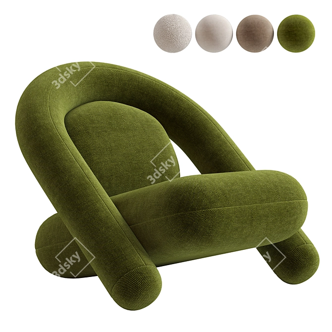 Modern BUN Armchair: 3D Model 3D model image 4