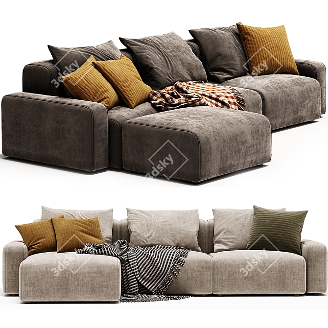 Modern Kaye Sectional Sofa Design 3D model image 4