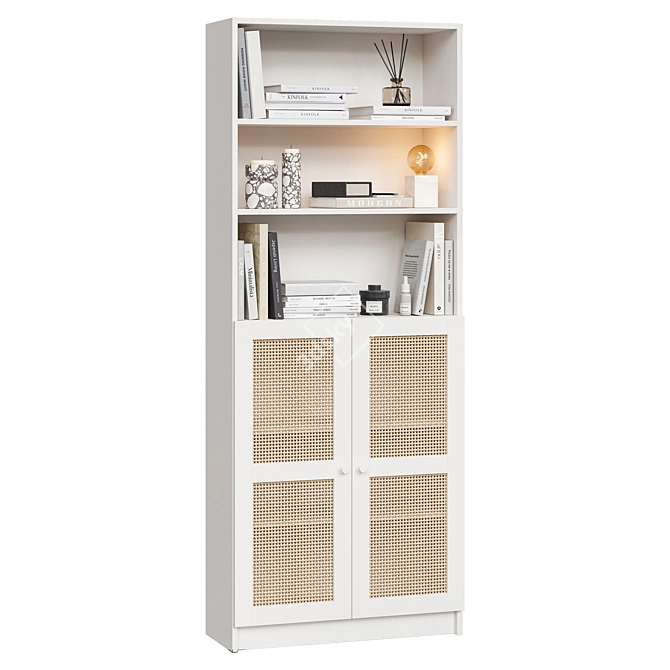 Scandinavian Bookcase with Natural Materials 3D model image 2