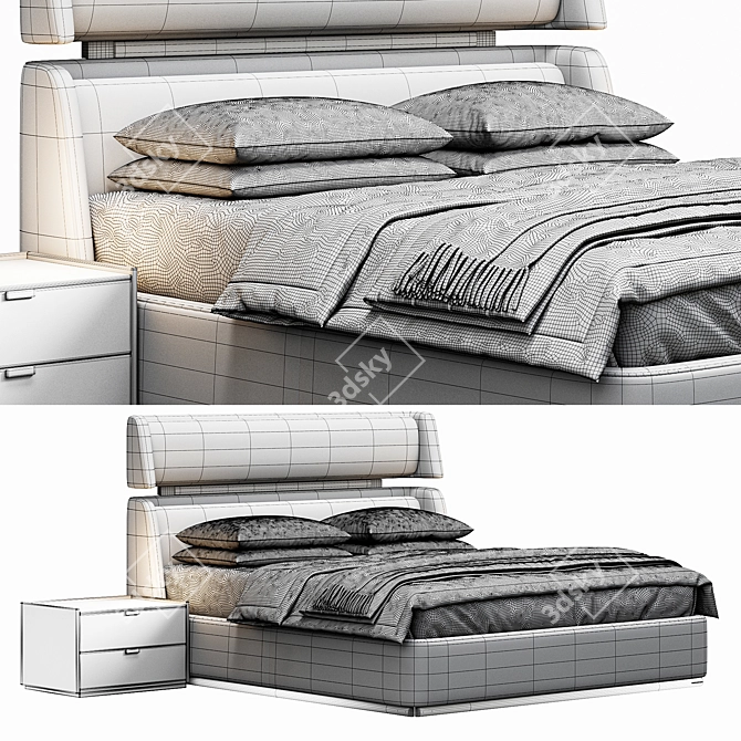 Visionnaire Reverie Luxury Upholstered Bed 3D model image 5