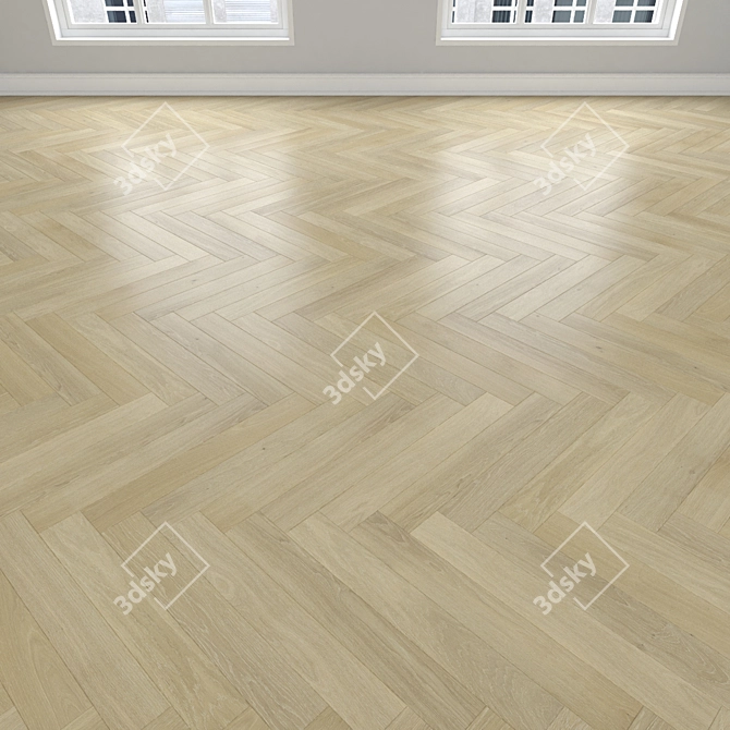 Oak Parquet Flooring Kit 3D model image 3