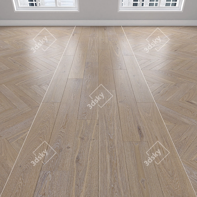 Oak Parquet Flooring Modules 3D model image 1