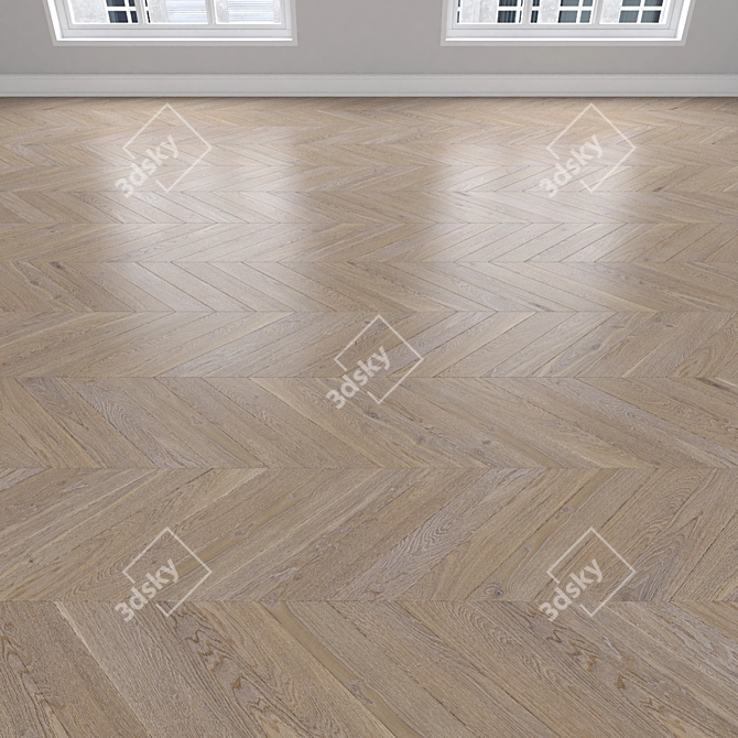 Oak Parquet Flooring Modules 3D model image 4